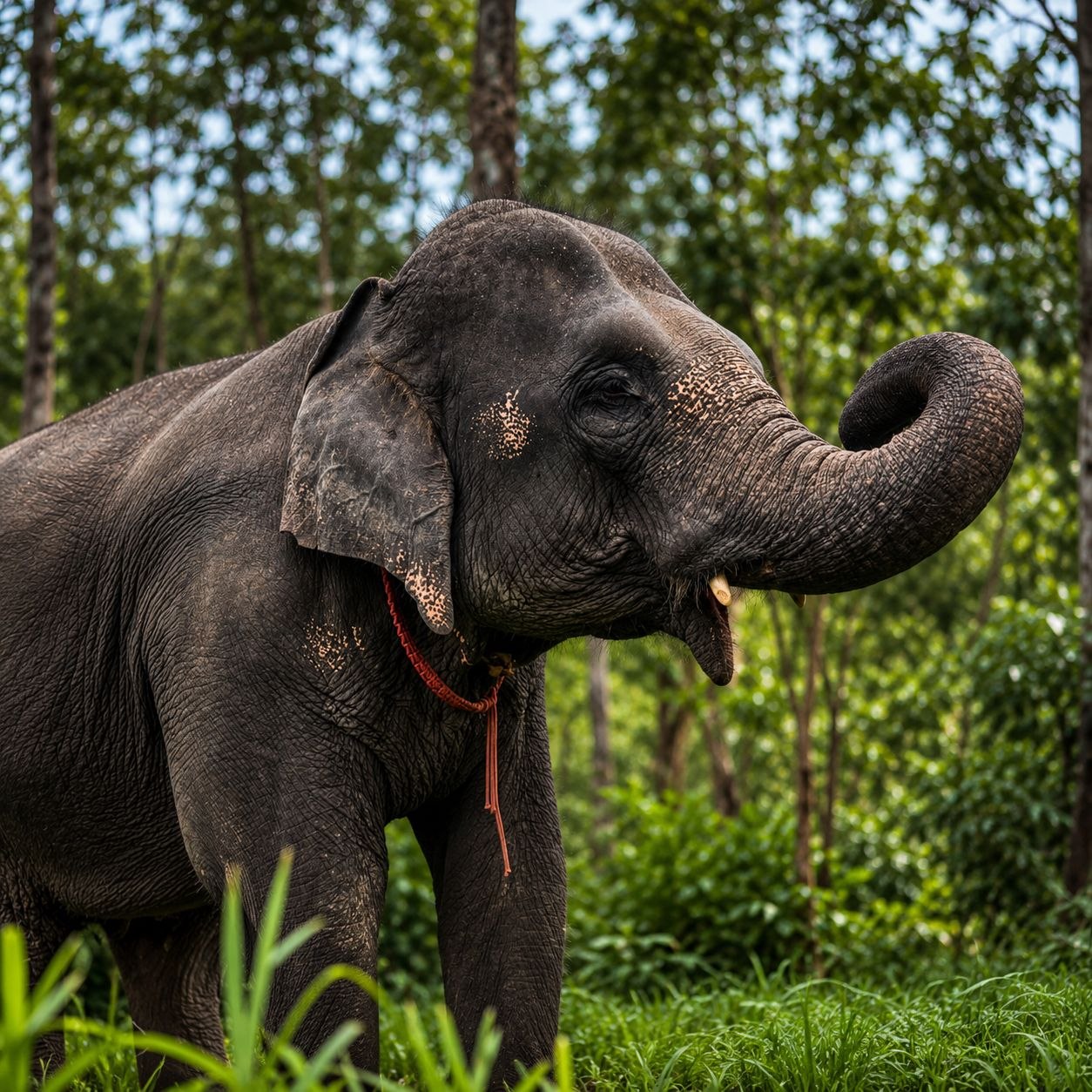 Elephants foraging at Sakhu Sanctuary